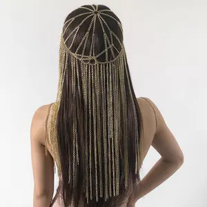 ナイトクラブストリートスタイル誇張された幾何学的なロングタッセルチェーンヘアアクセサリーヘアクリップ