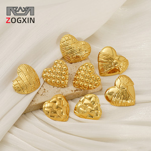 Zogxin Heart Shaped <b>Titanium</b> Steel <b>Stud</b> Earrings 18K Gold Plated Women Fashion Jewelry Gift - Product Image 1