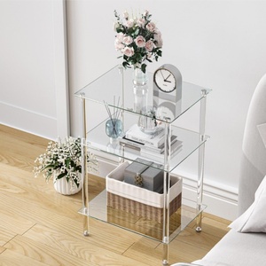 <span class=keywords><strong>Tavolino</strong></span> Laterale Trasparente in Acrilico a 3 Ripiani, Comodino, <span class=keywords><strong>Tavolino</strong></span> da Caffè per Piccoli Spazi, Soggiorno, Camera da Letto, Balcone - Product Image 3