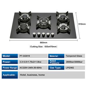 Fornello a Gas di Alta Qualità con 5 Bruciatori 830x470mm, Vetro Temperato Premium, Compatibile <span class=keywords><strong>GPL</strong></span>/Gas Naturale <span class=keywords><strong>per</strong></span> Cucina Quotidiana e Cottura - Product Image 3