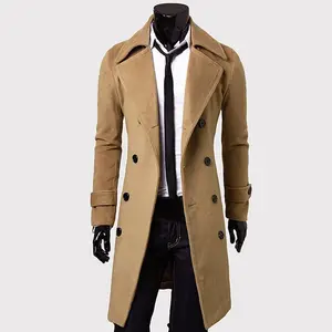 men light weight long custom Windbreaker double breasted trench coat