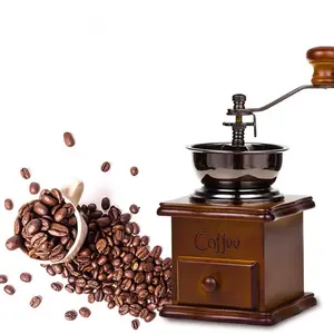 เครื่องชงกาแฟมือสไตล์วินเทจขนาดเล็กในบ้าน เครื่องบดเมล็ดกาแฟมือหมุน เครื่องบดเมล็ดกาแฟแบบใช้มือในครัว