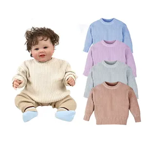 Neugeborene Neugeborene Baumwolle Warm Wear Pullover Top Custom Design Chunky Strick Kleidung Kleinkind Jungen & Mädchen Baby Pullover für den Winter