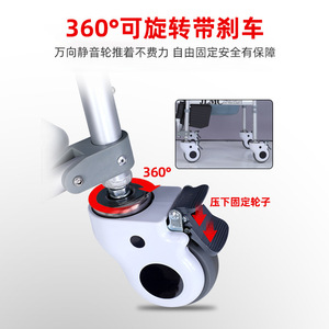 Chaise de toilette JLMC avec roulettes, pliable, pour hôpital, capacité 380 lbs, pour douche et usage patientiel - Product Image 4