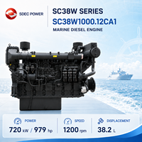 Moteur marin SDEC SC38W1000.12CA1 720kW 979HP 38.2L à commande électronique du carburant pour navires de transport lourd, de pêche et de travail
