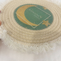 Vente en gros de sets de table ronds en corde de coton réutilisables avec franges, tissés à la main, résistants à la chaleur
