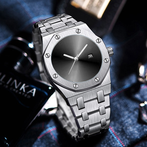 Montre Homme Style Affaires Mouvement Quartz Étanche 30M Bracelet en Alliage Boîtier Octogonal 45mm Aiguille Tendance Noir Personnalité Cool - Product Image 2