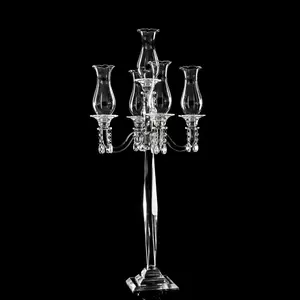 MH-1478 5 arms candeliere di cristallo per la decorazione di cerimonia nuziale di cristallo candelabri centrotavola di nozze