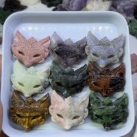 Masques de renard en cristal naturel de luxe en gros, sculptures en pierre brute, figurines de tête de renard en pierres précieuses mélangées, pierres de guérison en vrac, Feng Shui pour la maison