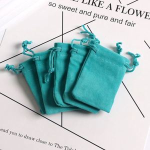 25pcs petit sac en velours avec cordon de serrage emballage de bijoux présentoir et pochettes à bijoux de couleur bleue - Product Image 5