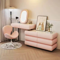 Miroir de toilette sur pied moderne avec éclairage LED, grand rangement, en panneau de fibres à densité moyenne, pour hôtel et maison - Prix de gros