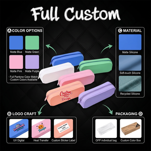 Logo personalizzato cancelleria Soft Zipper Lock School Case Pen Bag Office sacchetti per matite in Silicone con cerniera - Product Image 2