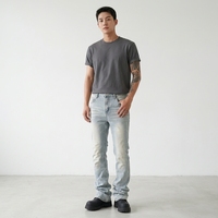 Pantalon en jean vintage rétro déchiré à queue de chat, démonté et assemblé, taille mi-haute, coupe ample, extensible, micro-à volants, jambe large, pour l'hiver
