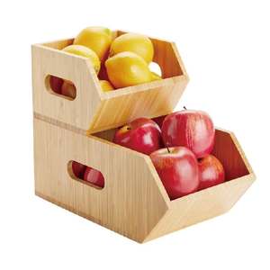 Lot de 2 bacs de rangement empilables en bois de <span class=keywords><strong>bambou</strong></span>, boîtes d'organisation - Product Image 1