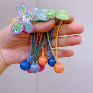 Flor de mariposa de alta calidad para niños, cuentas de bolas grandes, coleta para niñas, soporte para aldaba, lazos para el cabello, balies para el cabello, Bobble elástico para el cabello - Product Image 3