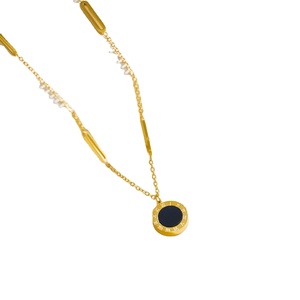 Collar XIXI con Colgante de Acero Inoxidable Chapado <span class=keywords><strong>en</strong></span> Oro de 18k y Doble Cara con Números <span class=keywords><strong>Romanos</strong></span> y Carcasa Acrílica Blanca, Joyería de Moda para Mujer - Product Image 1