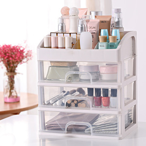 กล่องเก็บเครื่องสำอางตั้งโต๊ะ 3 ชั้น วัสดุพลาสติกใส ป้องกันฝุ่น - Product Image 1