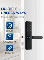 Kunci Pintu Pintar Sidik Jari TTlock Tuya Tanpa Kunci dengan Pembukaan Kartu dan Kunci Mekanis untuk Penggunaan Aman di Kantor, Apartemen, Hotel