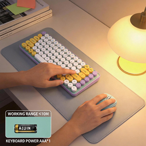 Manufacturer's Wholesale Price OEM Wireless Dual-Mode Mini Ergonomic Blue Suit 85-Key <b>Keyboard</b> + 4D Mouse Battery-Powered - Product Image 5