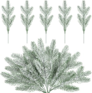 Branches d'aiguilles de pin artificielles enneigées 2026, verdure givrée, tiges, <span class=keywords><strong>sapin</strong></span> de Noël, vaporisations de <span class=keywords><strong>sapin</strong></span> d'hiver, Thanksgiving - Product Image 1