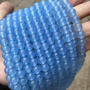 모든 자연적인 돌 공급자 파란 비취 구슬 원석 느슨한 둥근 석영 DIY 보석 만들기를 위한 분류된 파란 비취 구슬