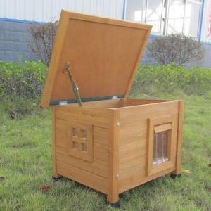 Pencere tasarımı kapalı açık ahşap kedi evi kafes PVC kapı kanat - Product Image 3