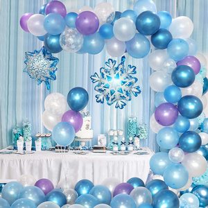 Nouvelle décoration de fête d'anniversaire surprise sur le thème de la <span class=keywords><strong>Princesse</strong></span> des Neiges pour filles, guirlande d'<span class=keywords><strong>arche</strong></span> de ballons en forme de flocon de neige - Product Image 2