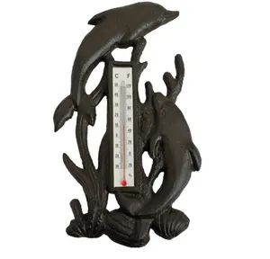 Handcraft Metal Home Decor/Cast Iron Wall Mounted Thermometer Creativity /Antique Vintage Rusty Design Sculpture