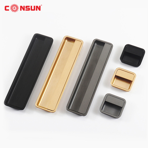 Consun Metal Zinc Alloy Black Gold Furniture Hidden Drawer Hardware Kitchen Cabinet Pull Handles