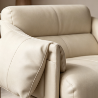 Fauteuil d'appoint en bois massif de style mid-century, avec coussin en cuir, design ergonomique, coussin amovible, finition antique pour salon