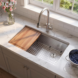 Fregadero de cocina moderno de acero inoxidable 304 para empotrar, con un solo tazón <span class=keywords><strong>grande</strong></span> y profundo, de uso comercial - Product Image 5
