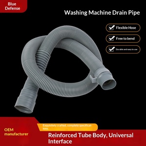 Tuyau de vidange de machine à laver universel en <span class=keywords><strong>PVC</strong></span> gris épaissi, surface mate rebondissante, connexion par douille, plusieurs tailles, 1 an - Product Image 2