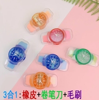 Taille-crayon créatif en forme de montre, multifonctionnel 3-en-1, taille-crayon manuel avec gomme intégrée