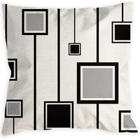 Housse de coussin transfrontalière nouveau style lignes abstraites noir et blanc simple pour salon bureau canapé