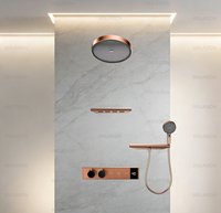 Système de douche encastré de luxe 3 voies en or rose avec mitigeur thermostatique mural intégré pour salle de bain