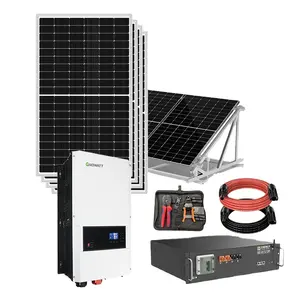 Bộ bảng điều khiển năng lượng mặt trời hoàn chỉnh 6KW tắt hệ thống năng lượng mặt trời gia đình với pin lithium hoặc axit chì