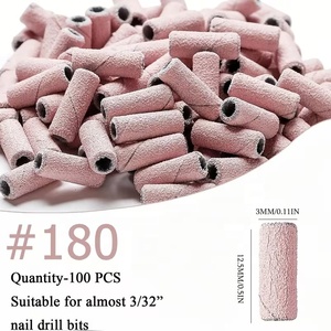 100pcs Nail <b>Drill</b> Bits Sanding Bands with Upgrade 3.1mm Mandrel Bit 180 Fine Grit Nail File Sanding Bands - Product Image 5