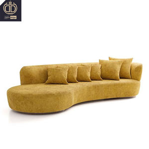 Einzigartiges Design Italienische moderne Luxus gebogene <span class=keywords><strong>Sofa</strong></span> Couch weichen gelben Samt getuftet Wohnzimmer Möbel <span class=keywords><strong>Sofa</strong></span> - Product Image 1