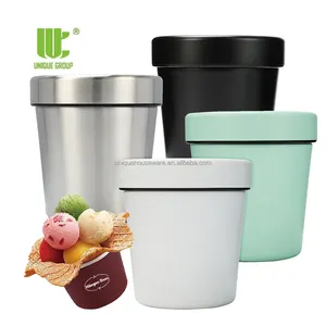 16oz acciaio inossidabile isolato sottovuoto a doppia parete gelato Pint Cooler contenitore per bicchiere per gelateria