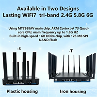 Nouveau routeur 5G WiFi7 Tri-bande 2.4GHz 5GHz 6GHz DDR4 1GB 19000ax MT7988AV avec pare-feu, ports WAN 2.5GB + SFP 10GB et double emplacement SIM
