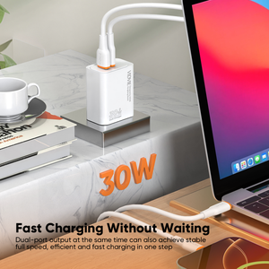 อะแดปเตอร์ชาร์จเร็ว <span class=keywords><strong>VIDVIE</strong></span> QC3.0 Gan ชาร์จเร็วแบบ USB C และ USB A  กำลังไฟ 30W  ปลั๊กแบบ US สำหรับ Samsung คุณภาพดี - Product Image 3