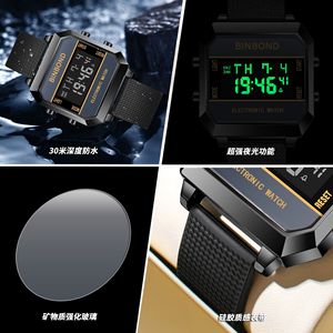 Binbond Digital Watch 14mm 30M Waterproof Alarm Back Light Stopwatch Date Led Display Men's Sports Watch - Product Image 4