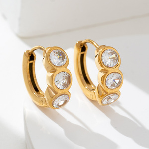 Wholesale Provence Light Luxury <strong>High</strong> <strong>End</strong> Chain Zircon Fashionable Stainless Steel Earrings <strong>Jewelry</strong> for Women Weddings Gifts - Product Image 1