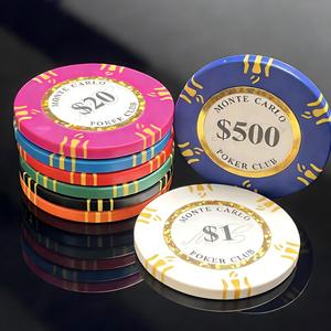 Juego de Fichas de Póker de Arcilla Montecarlo - Alta Denominación, Imagen Personalizada, Ecológicas, 39 mm, No Tóxicas, Duraderas, Estilo Monte Carlo - Product Image 2