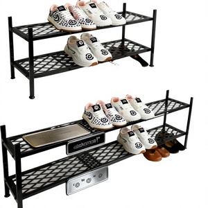 Double Tier Metal <b>Shoe</b> Rack Storage <b>Holder</b> Minimalist Design Durable Standing Type for Living Room Use - Product Image 4