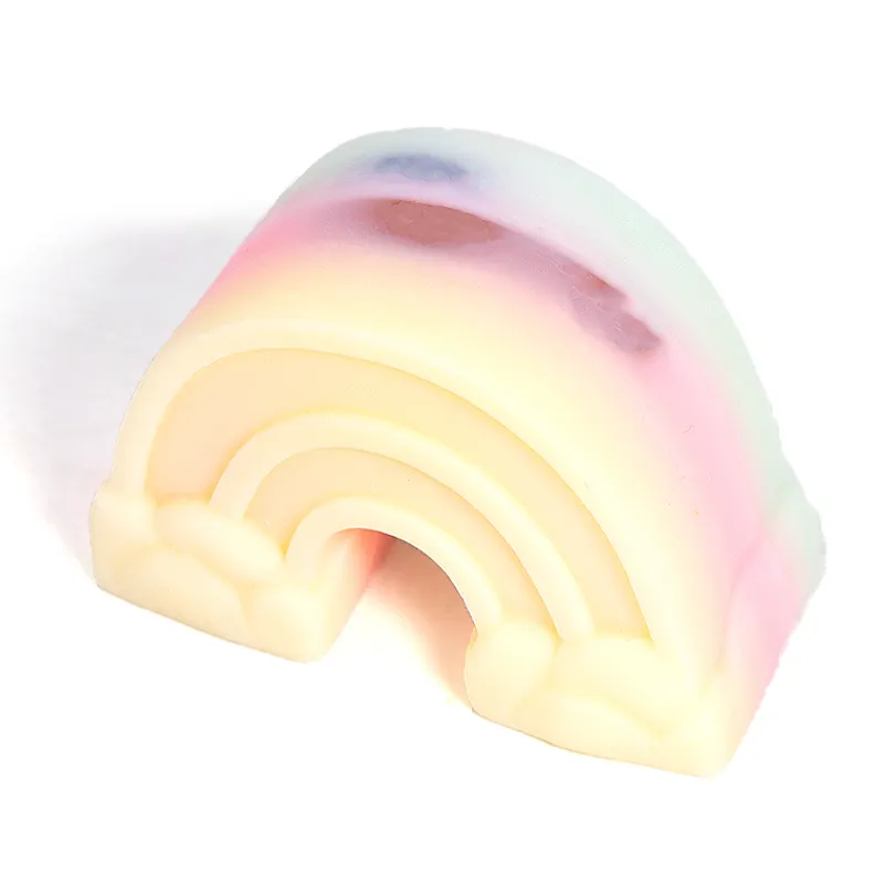 Özel Logo gökkuşağı şekli E vitamini uçucu yağ güçlü koku beyazlatma doğal koku sabunu