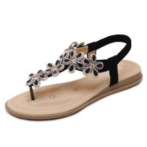 Sandalias cruzadas con botón de goteo de flores para mujer, <span class=keywords><strong>Chanclas</strong></span> de gran tamaño con diamantes de imitación - Product Image 1