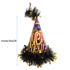 Sombrero <span class=keywords><strong>de</strong></span> Cono Festivo con Purpurina para Fiesta <span class=keywords><strong>de</strong></span> Año Nuevo, Sombrero Negro con Estrellas Doradas para Nochevieja, Suministros para <span class=keywords><strong>Celebraciones</strong></span> - Product Image 4