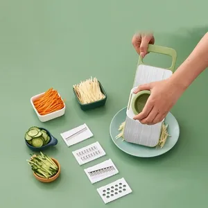 Éminceur de légumes manuel multifonctionnel 5 en 1 en acier inoxydable pour cuisine, coupe-légumes, râpe à pommes de terre, râpe à ail et à carottes - Product Image 4