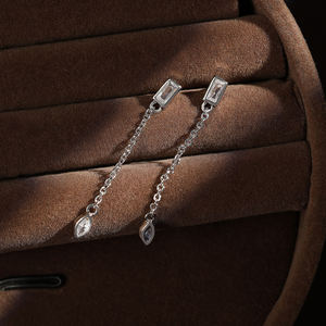 Lakor EP3181 S Boucles d'oreilles pendantes en laiton plaqué argent carré Marquise 3A Zircon Style Bohème - Product Image 3